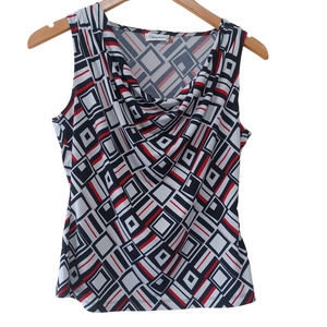 Calvin Klein Sleeveless Cowl Neck Top Printed Size S